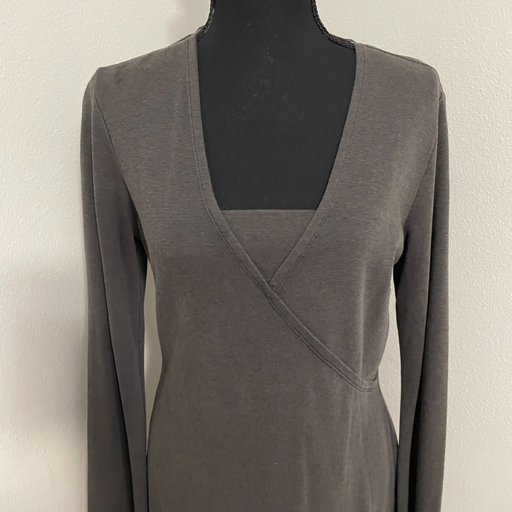 HORNY TOAD Womens Sz Medium Gray Long Sleeve Faux Surplice Dress Toad & Co - Picture 2 of 10